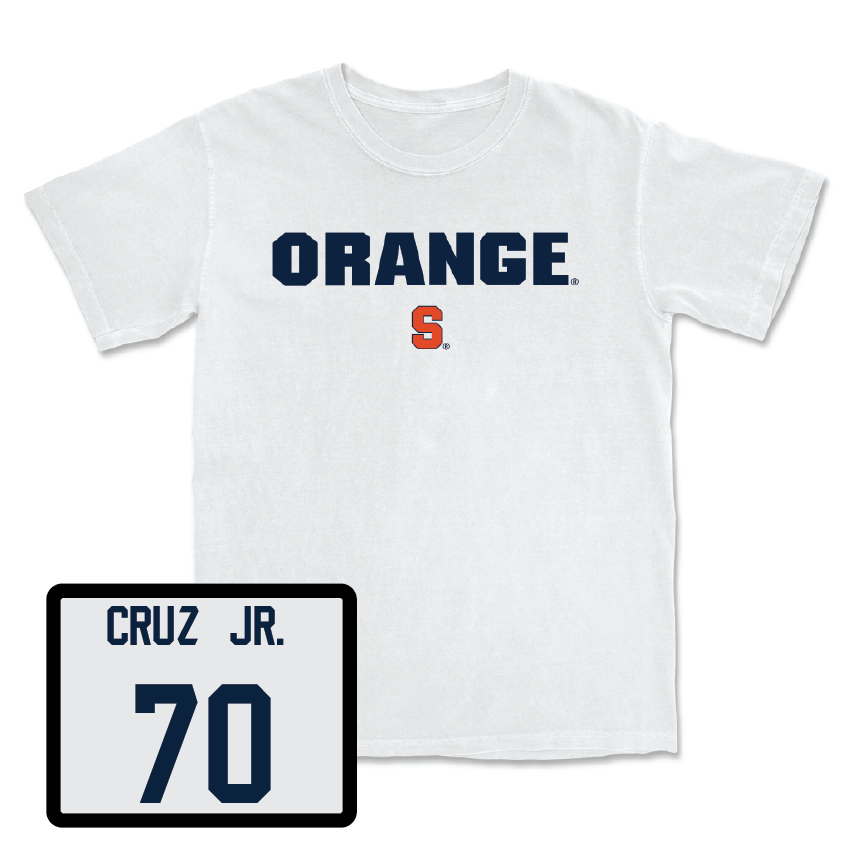 Football White Orange Comfort Colors Tee - Enrique Cruz Jr.