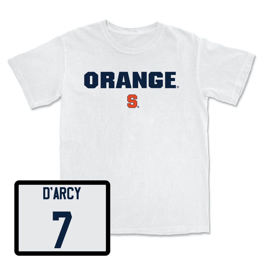 Women's Ice Hockey White Orange Comfort Colors Tee - Maya D’Arcy